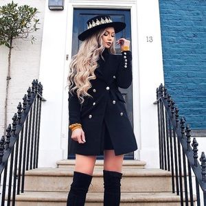 Captain's Blog Black Double-Breasted Coat